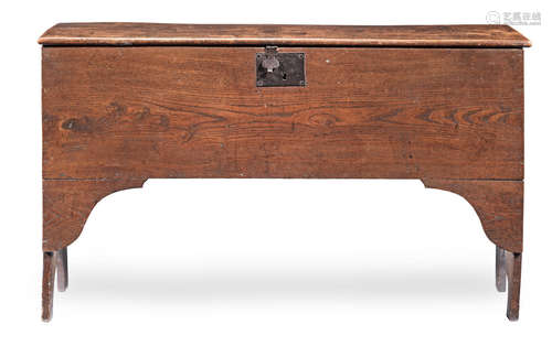 A George I elm boarded chest, circa 1720