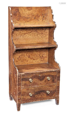 A 19th century small scumbled pine 'waterfall' bookcase, circa 1820-40