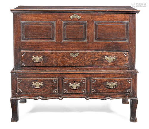 A George II/III joined oak chest-on-stand, Welsh, circa 1740-80