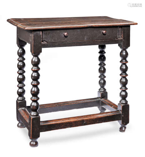 A small and documented Charles II joined oak and fruitwood side table, circa 1680
