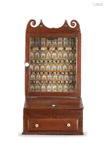 An unusual early Victorian painted and grained oak and pine mural spoon cabinet, Welsh, circa 1840