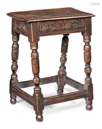 A Charles I oak joint stool, Gloucestershire, circa 1640