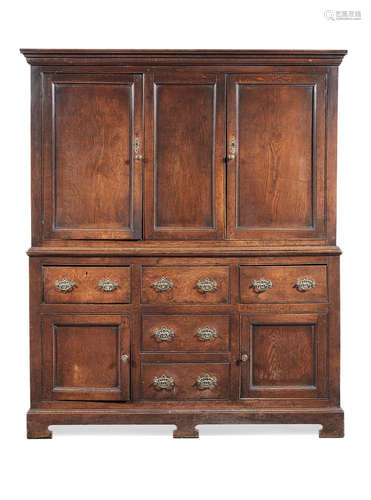 A George III joined oak housekeeper's cupboard, circa 1780