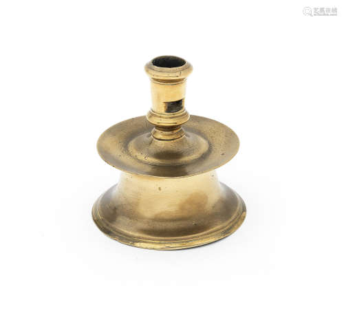 A last half of the 16th century brass alloy socket candlestick, of capstan-type, North-West European, circa 1550 - 1600