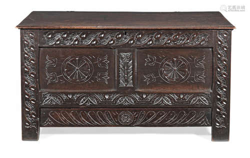 A Charles II joined oak coffer with drawer, West Country, circa 1680