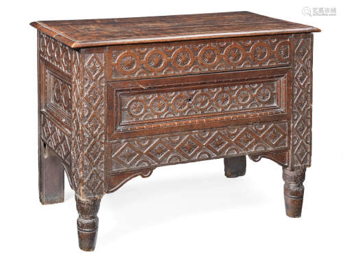 An unusual Charles I joined oak chest, circa 1630 and later