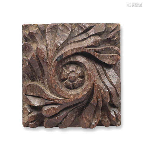 A Henry VIII carved oak ceiling or roof boss, West Country, circa 1500-1540