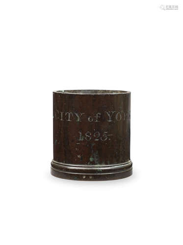 A George IV standard Imperial Pint leaded bronze measure, for the City of York, dated 1826