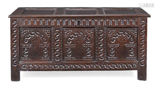 A Charles I joined oak coffer, West Country, circa 1640