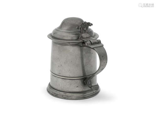 A George I pewter dome-lidded tankard, Wigan, circa 1720