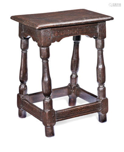 A Charles II oak joint stool, circa 1660