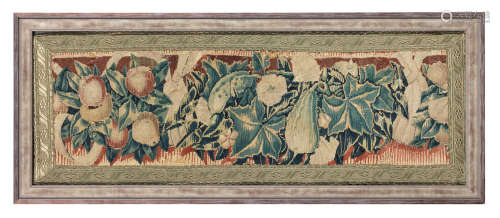 A 16th century tapestry fragment, framed
