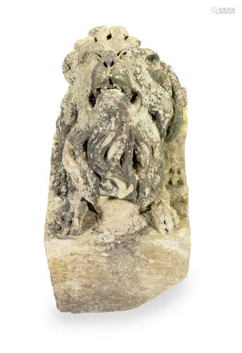 Probably 18th century A carved stone architectural sculpture of a lion