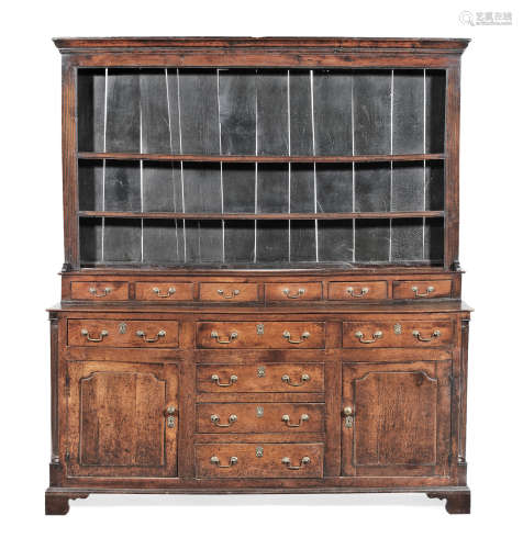 A George III joined oak fully-enclosed high dresser, Conway Valley, circa 1780