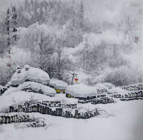 李学亮 雪景 纸本设色 镜心