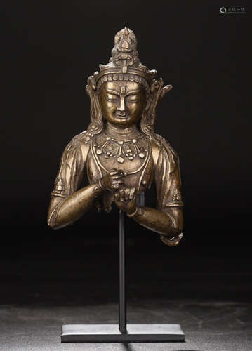 A BRONZE CASTED HALF BUDDHA