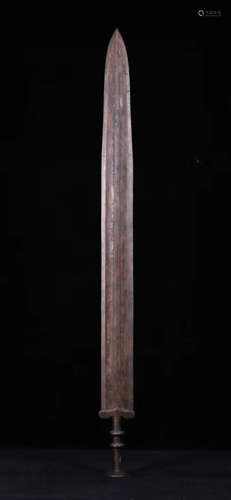 A BRONZE CASTED BAMBOO SHAPED SWORD