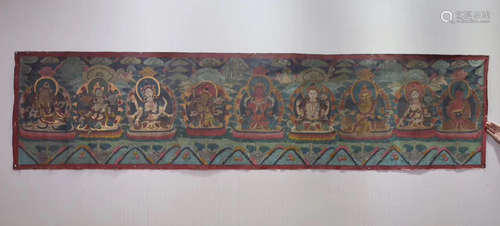 A TIBETAN NINE BUDDHA PATTERN THANGKA