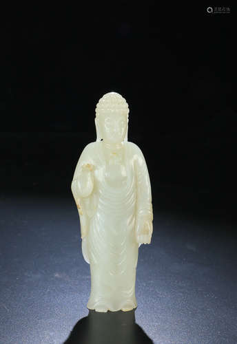 A HETIAN JADE CARVED RULAI BUDDHA