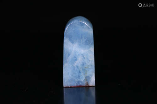 AN AQUAMARINE CARVED BLUE SEAL