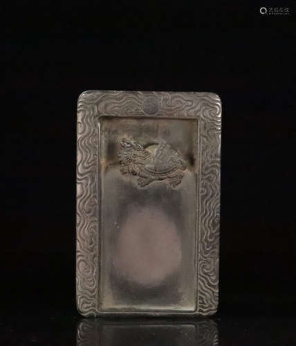 A DUAN STONE CARVED TURTLE PATTERN INK SLAB