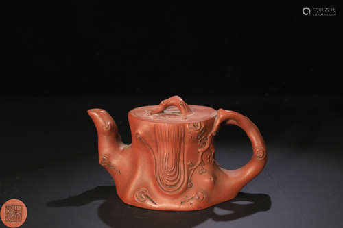 A ZISHA TREE SHAPED TEA POT