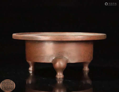 A BRONZE CASTED TRIPOD CENSER