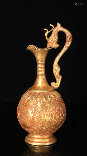 A GILT BRONZE DRAGON SHAPED HOLDER POT