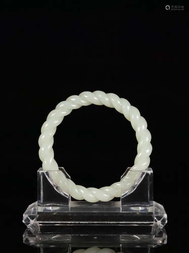 A HETIAN JADE CARVED BANGLE