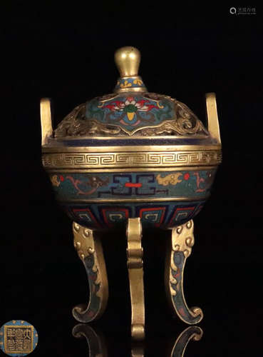 A GLIT BRONZE CLOISONNE DRAGON PATTERN CENSER