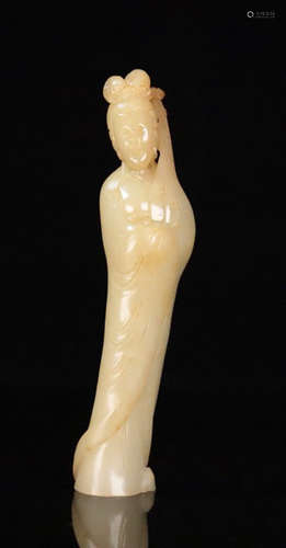 A HETIAN JADE CARVED FIGURE SHAPED PENDANT