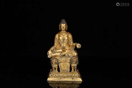 A BUDDHA DESIGN GILT BRONZE ORNAMENT