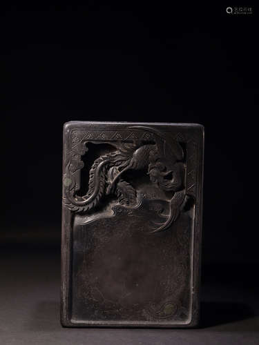 17-19TH CENTURY, AN OLD PHOENIX PATTERN DUAN INKSTONE, QING DYNASTY