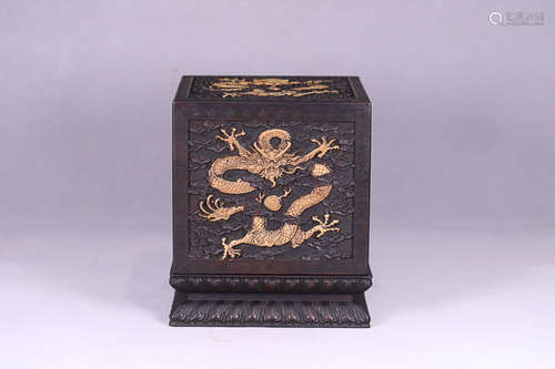 17-19TH CENTURY, A DRAGON PATTERN OLD ROSEWOOD SEAL BOX, QING DYNASTY