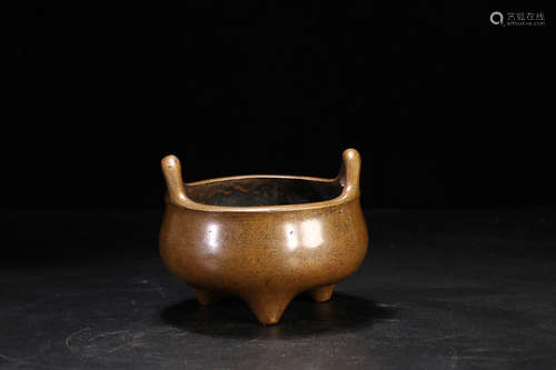 17-19TH CENTURY, A DOUBLE-EAR BRONZE CENSER, QING DYNASTY