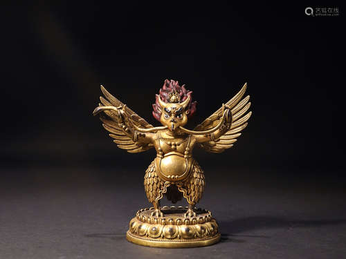 17-19TH CENTURY, A BUDDHA DESIGN GILT BRONZE ORNAMENT, QING DYNASTY