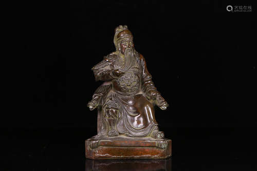 17-19TH CENTURY, A GUAN GONG DESIGN BRONZE ORNAMENT, QING DYNASTY