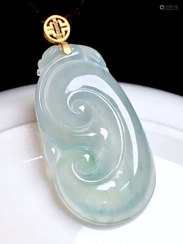 A RUYI DESIGN ICE JADEITE PENDANT