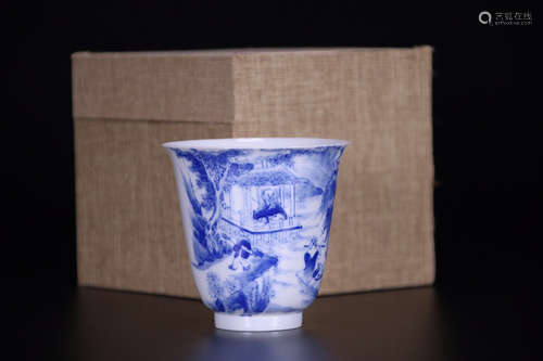 17-19TH CENTURY, AN OLD STORY DESIGN PORCELAIN CUP, QING DYNASTY