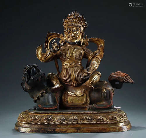 17-19TH CENTURY, A CHARACTER DESIGN GILT BRONZE ORNAMENT, QING DYNASTY