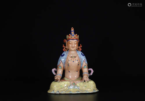 17-19TH CENTURY, A BUDDHA DESIGN PORCELAIN ORNAMENT, QING DYNASTY