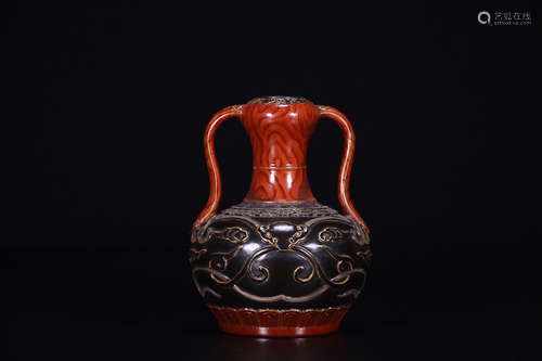 17-19TH CENTURY, A BRONZE GALZE PORCELAIN GARLIC VASE, QING DYNASTY