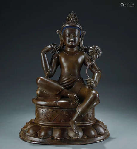 17-19TH CENTURY, A BUDDHA DESIGN BRONZE ORNAMENT, QING DYNASTY