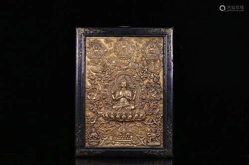 17-19TH CENTURY, A GUAN YIN PATTERN LACQUERWARE HANGING SCREEN, QING DYNASTY