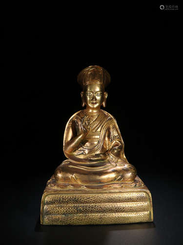 17-19TH CENTURY, A BUDDHA DESIGN GILT BRONZE ORNAMENT, QING DYNASTY