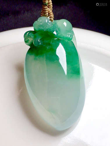 A  MONKEY DESIGN ICE JADEITE PENDANT