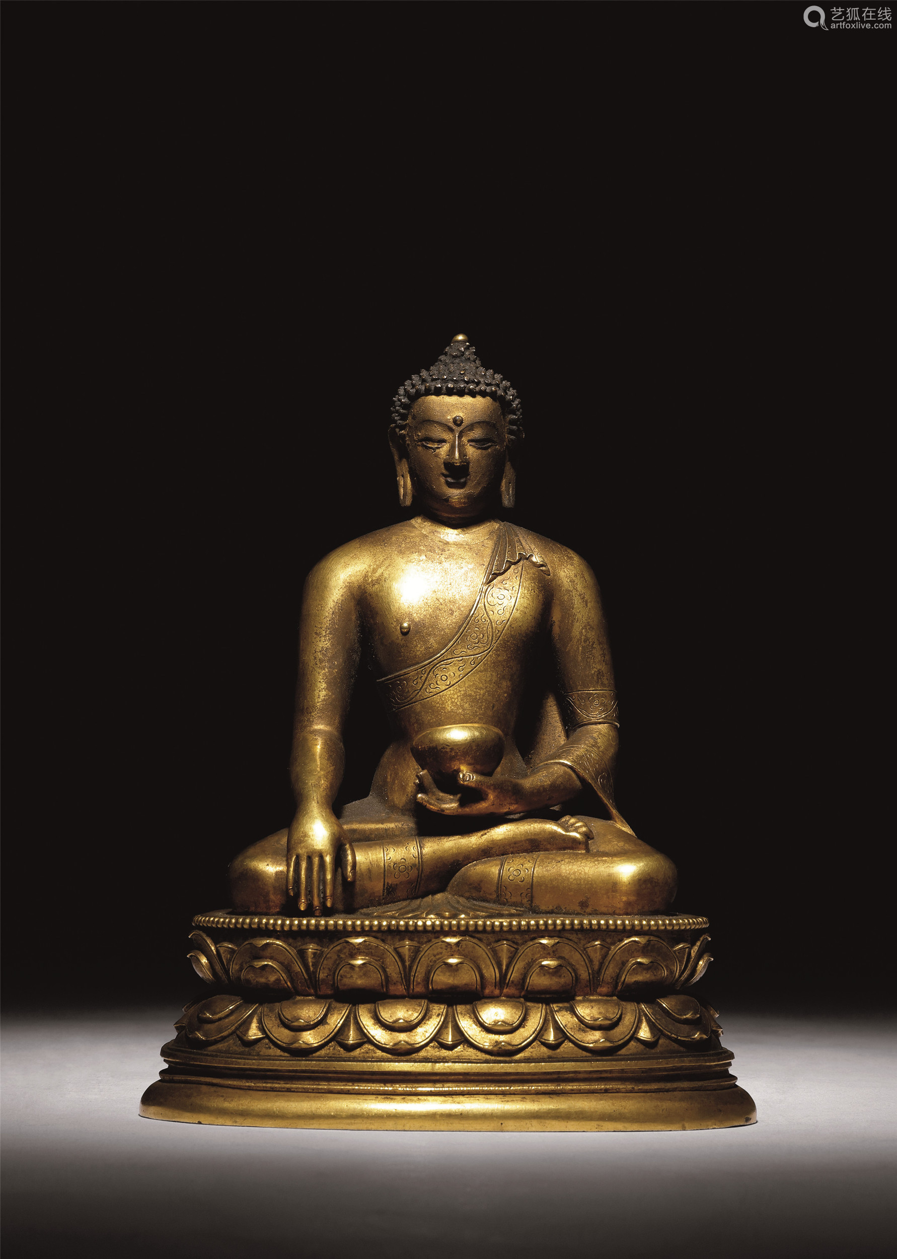 清早期扎那巴轧尔风格铜鎏金药师佛