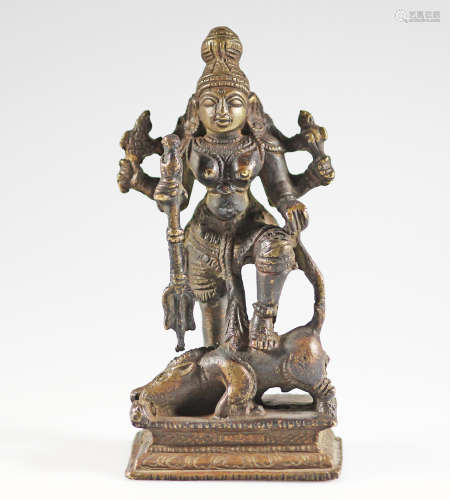 Karnataka bronze figure of Durga overcoming demon