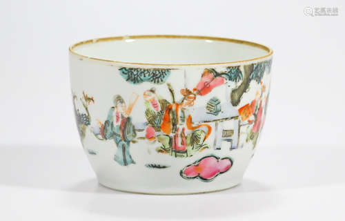 A famille rose enamel figurative bowl