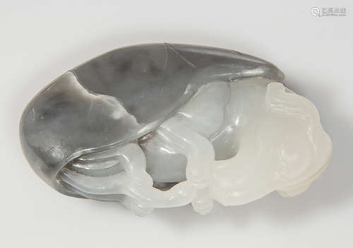 A finely  carved white / gray jade / jadeite mythical turtle dog